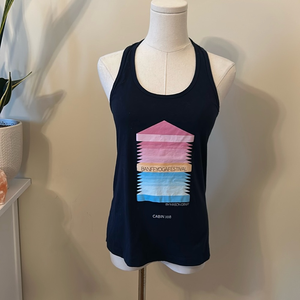 Banff Yoga Fest tank top cotton navy blue small